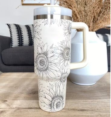 40oz Insulated Stainless Steel Tumbler with Handle & Straw – Spill-Proof Vacuum Coffee Cup with Lid – Travel Mug for Car, Gym, Office