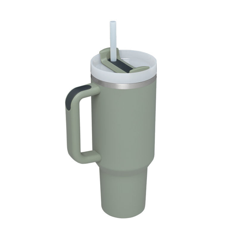 40oz Insulated Stainless Steel Tumbler with Handle & Straw – Spill-Proof Vacuum Coffee Cup with Lid – Travel Mug for Car, Gym, Office