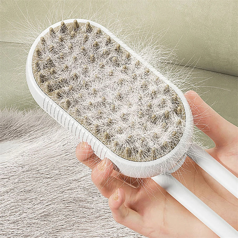3-in-1 Cat & Dog Steam Brush – Electric Grooming Comb with Massage, Hair Removal & Spray Function