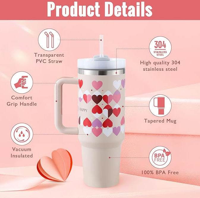 40oz Insulated Stainless Steel Tumbler with Handle & Straw – Spill-Proof Vacuum Coffee Cup with Lid – Travel Mug for Car, Gym, Office - Roy's Superstore